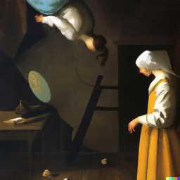 the discovery of gravity, painting by Johannes Vermeer generated by DALL·E 2